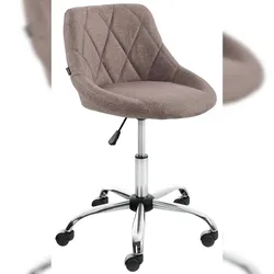 DELUKE Arbeitshocker AARHUS 47x49x71cm, Stoff, Taupe Arbeitsstuhl Drehhocker Rollhocker Bürohocker