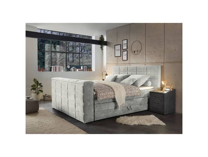 Boxspringbett Brimfield 180 x 200cm Microfaser Grau/Silber