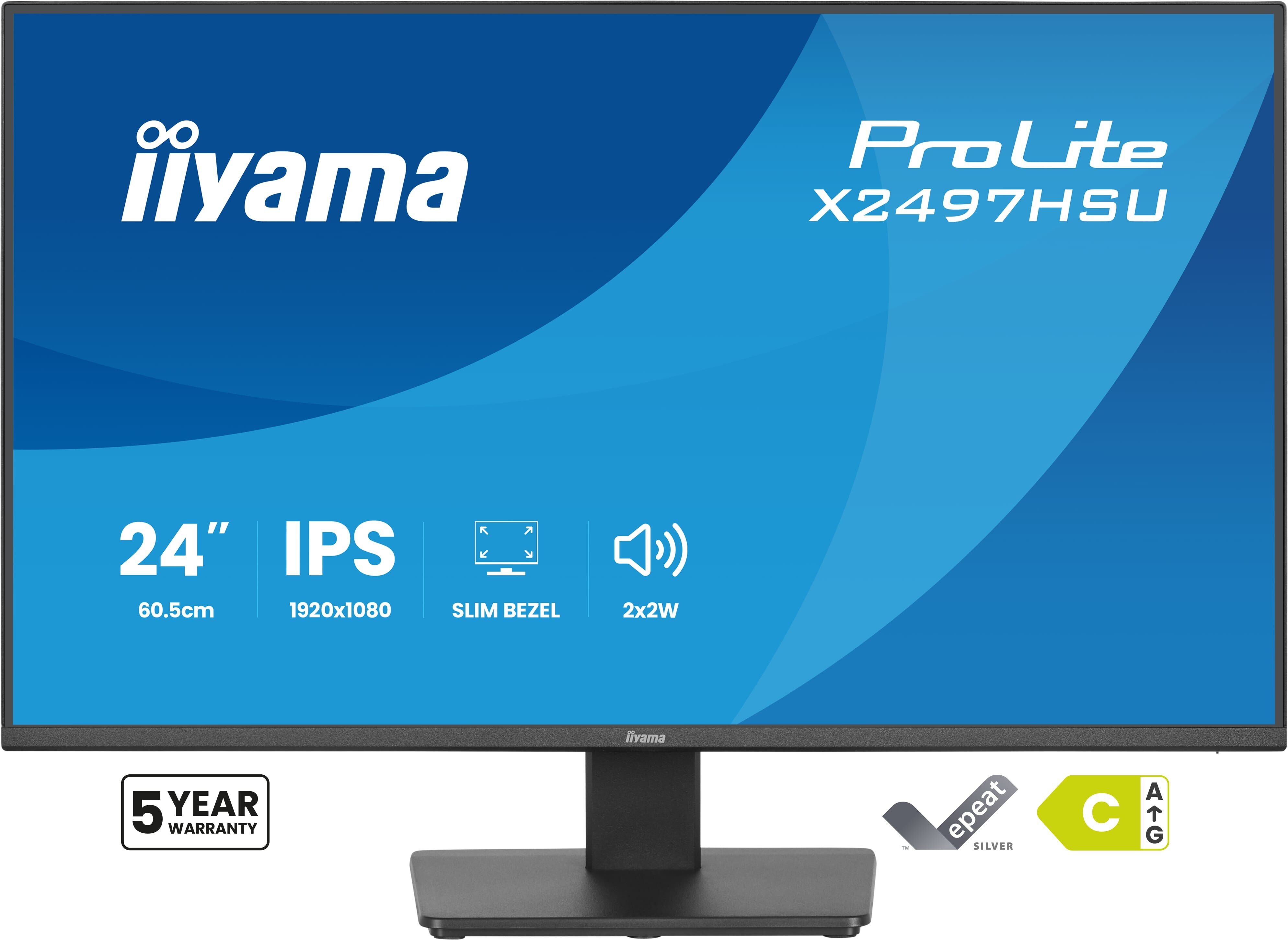 IIYAMA ProLite X2497HSU-B1 computer monitor 60.5 cm (23.8") 1920 x 1080 pixels Full HD LED Black