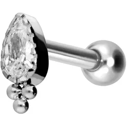 Titan Ohrpiercing mit Innengewinde KRISTALLTROPFEN + KUGELN