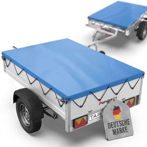 Tarpofix Anhänger-Plane FP25, wasserdichte Flachplane, mit Planenseil, UV-beständig, blau, 256 x 145 cm
