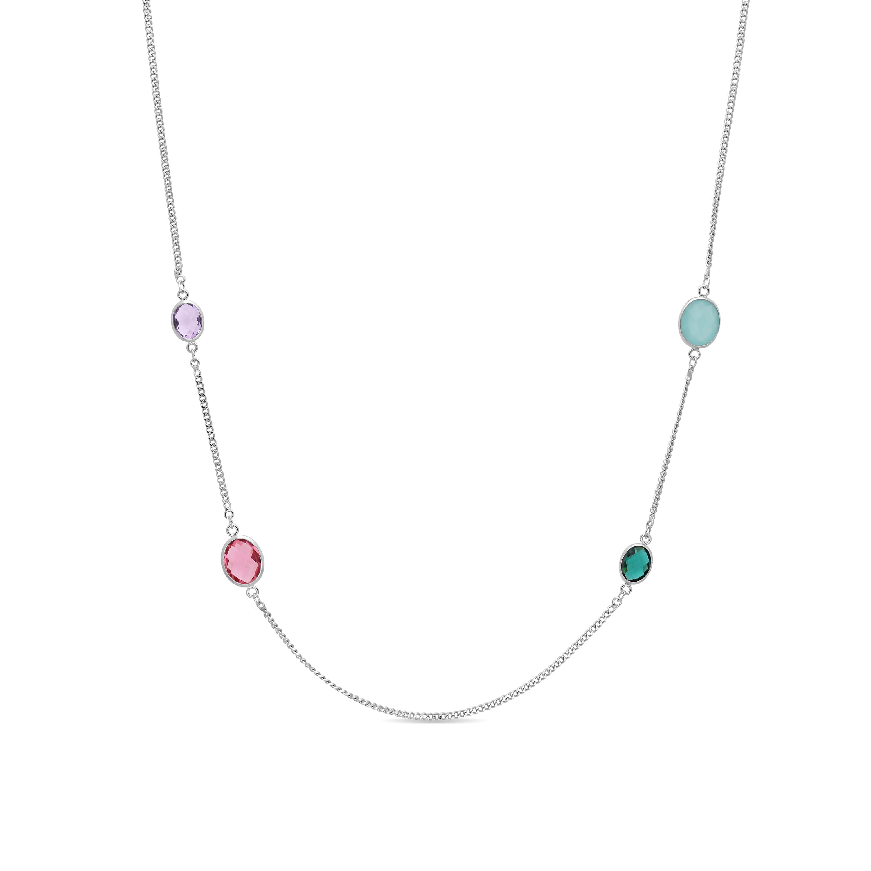 Luxenter mehrfarbige Zirkonia-Halskette in Rhodium – Nodiya