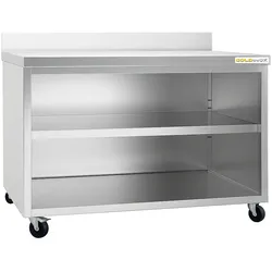 Offener Unterbau aus Edelstahl 2000x600 mm an der Wand auf Rollen PREMIUM - GOLDINOX