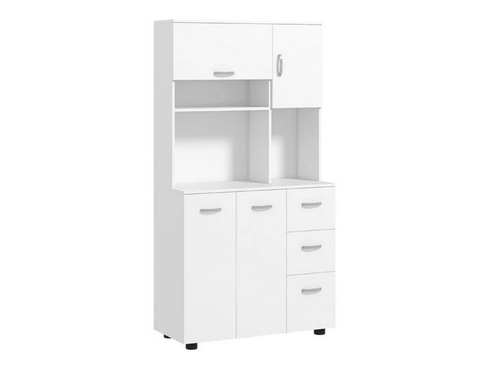MC Star Küchenbuffet Küchenschrank, Buffet, 3 Schubladen, 3 Regale, viel Stauraum (89x39,5x168cm, Weiß)