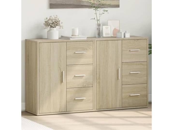 HEFZGDB Sideboard mit großer Ablagefläche und praktischer Aufbewahrung für den Wohnraum – Sideboard Schrank für Bücher und Zeitschriften aus modernem Holzwerkstoff in Sonoma-Eiche, 2 Stück