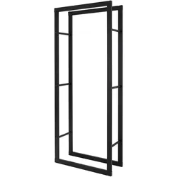 KAMINHOLZREGAL 60x150x25 cm rechteckig Schwarz aus Metall Innen/Außen