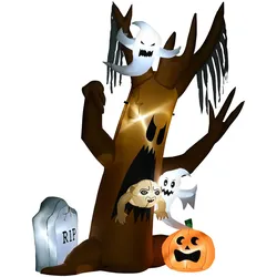 240 cm Aufblasbarer Geisterbaum, Halloween-Dekoration mit LED Beleuchtung