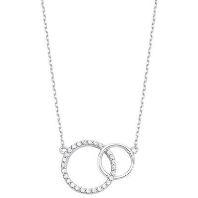Kette mit Anhänger AMOR "Kreis in Kreis", bunt (silberfarben, weiß), Halsketten, Damen, Silber 925 (Sterlingsilber), L: 44, mit Zirkonia (synth.)