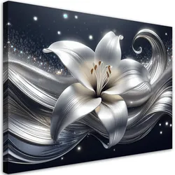 WANDBILD natur silber blume