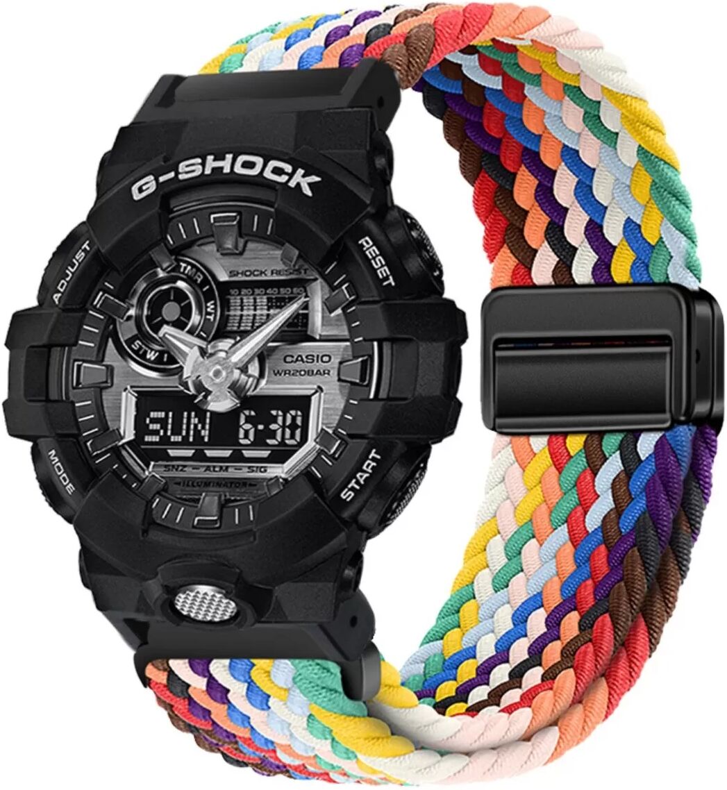 INF Geflochtenes Nylon Ersatzarmband kompatibel mit G-SHOCK Casio GA2100/GA110 Mehrfarbig
