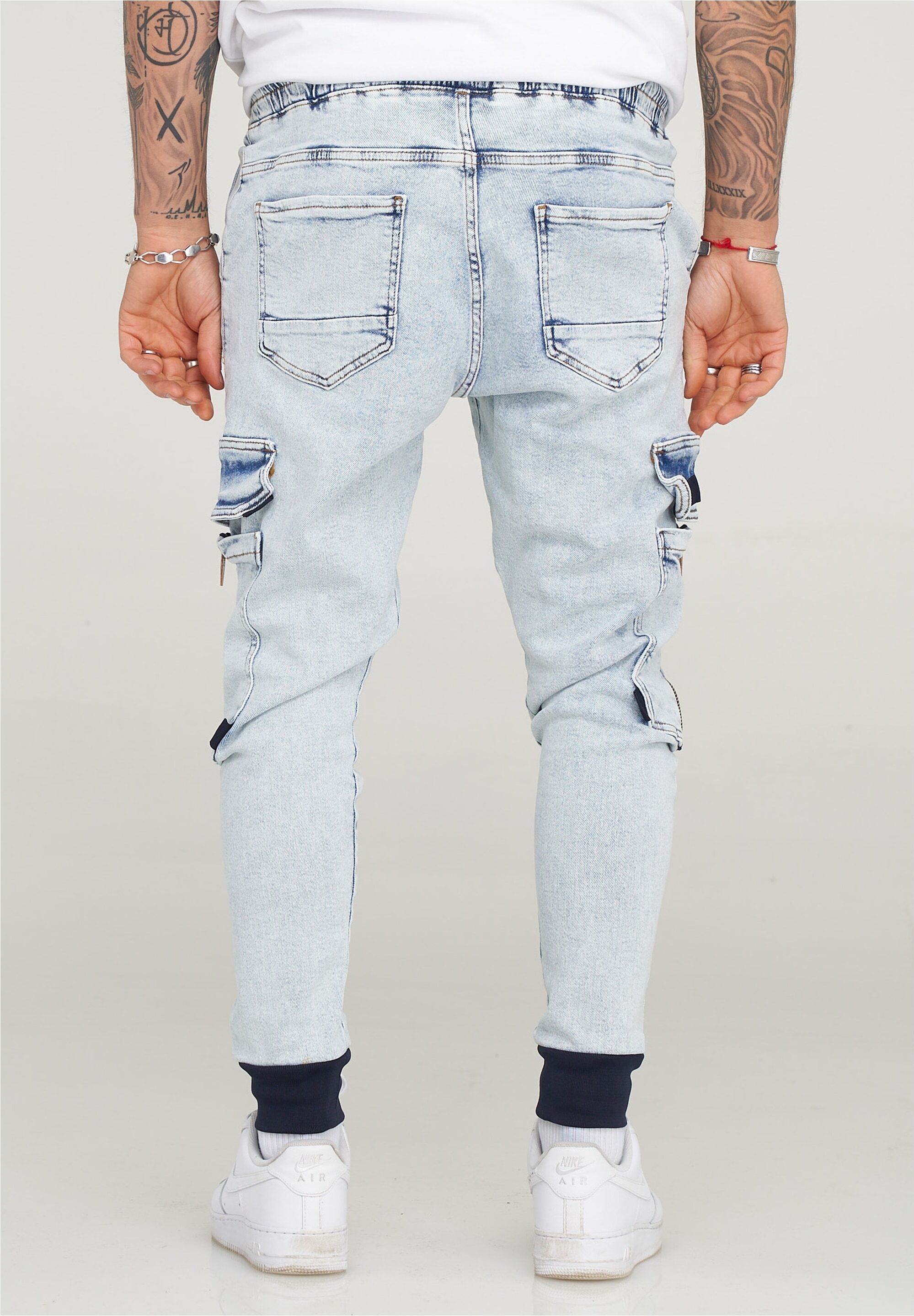 Cargohose 2Y PREMIUM "MERTY Hose", Herren, Gr. 30, US-Größen, blau, 97% Baumwolle, 3% Elasthan, Hosen Cargohose, mit praktischen Taschen