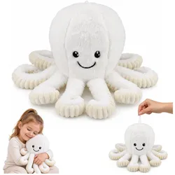 Plüsch-Oktopus, Kuscheltier mit elastischen Tentakeln, weiß, 50 cm