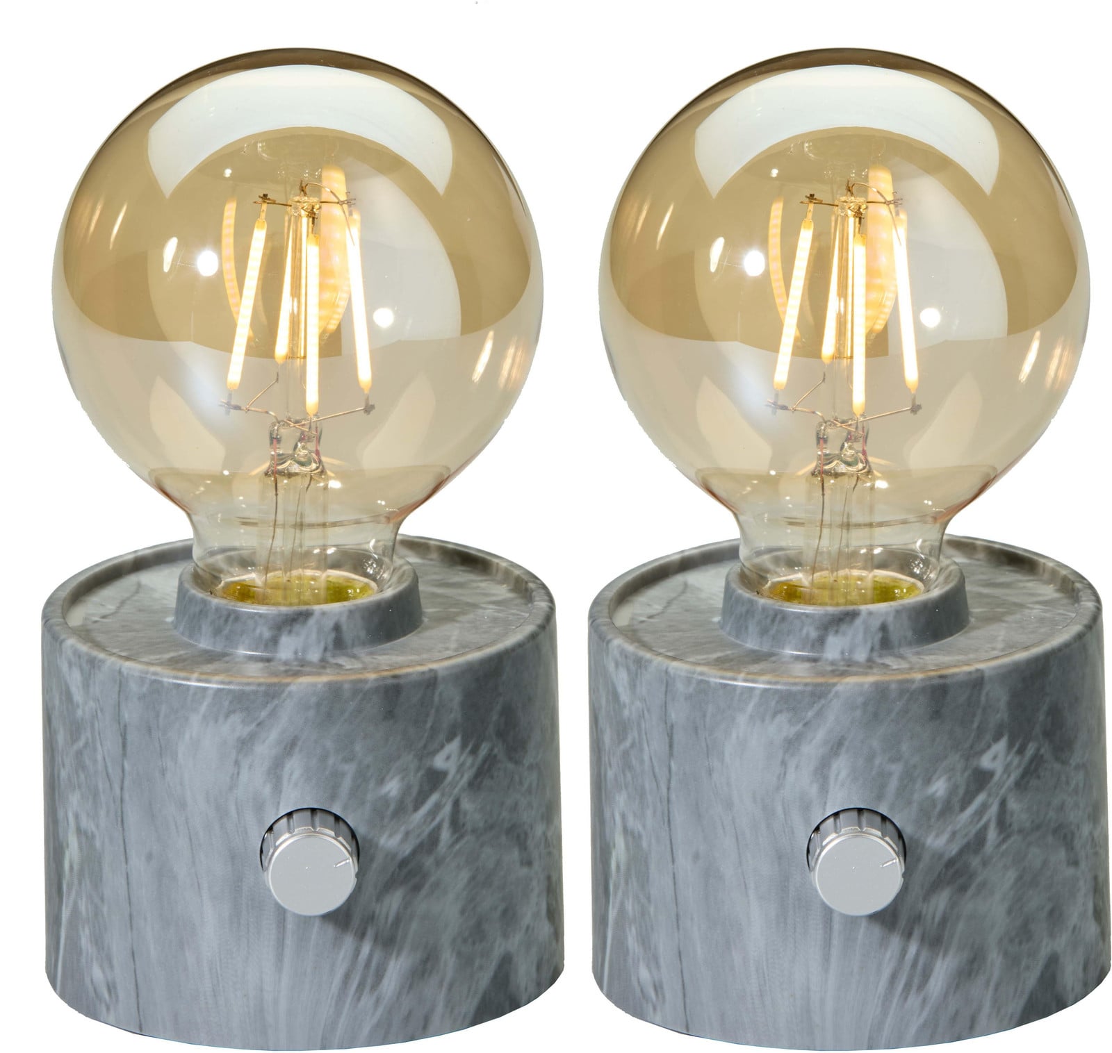 Northpoint LED-tafellamp met oplaadbare batterij, grijs marmer, 2 stuks