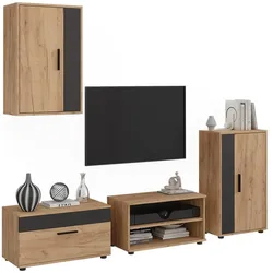 Vicco, Wohnwand, Wohnwand Berno, Goldkraft Eiche/Anthrazit, 4-teiliges Set (28.30 x 50.10 x 78.40 cm)