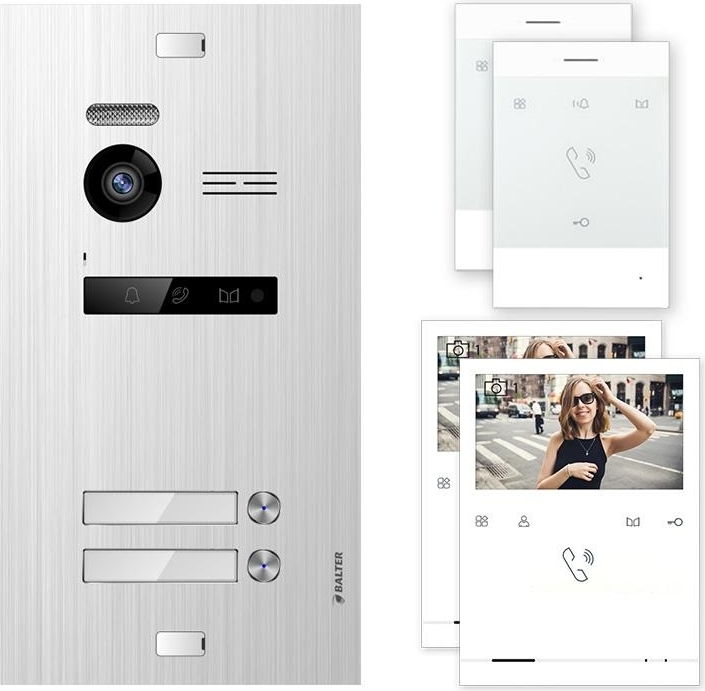 Balter EVO Silber Video Türsprechanlage Quick-Talk 2-Draht BUS Komplettsystem für 2 Teilnehmer