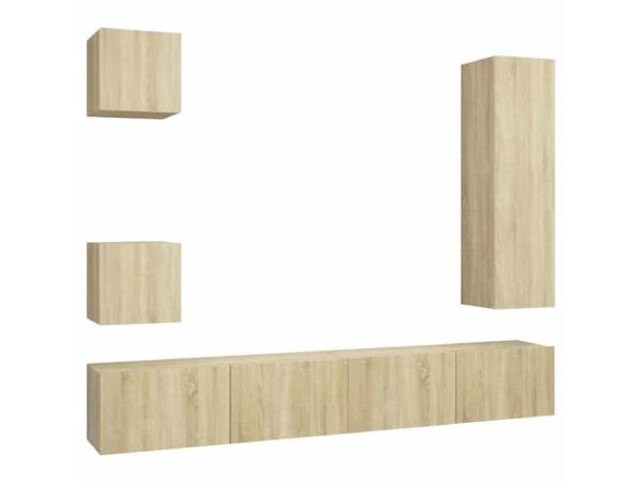 LMTYOENFG 5-TLG. TV-Schrank-Set Wandmontage, Sonoma-Eiche Holzwerkstoff Moderne hängende TV-Möbel für Wohnzimmer und Schlafzimmer schaffen ordentlichen Stauraum und elegante Wandgestaltung.