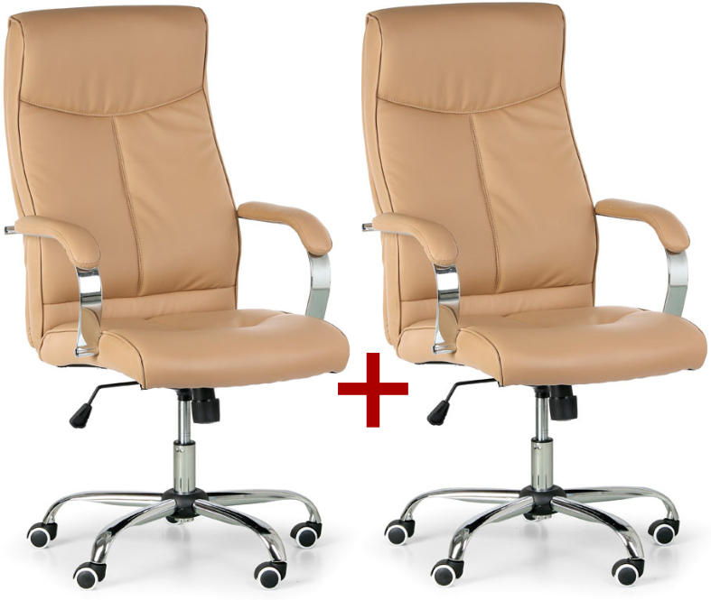B2B Partner Leder-Bürosessel LUGO 1+1 GRATIS, beige