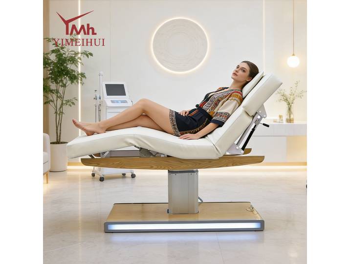 Table de massage japonaise électrique à trois moteurs, lit de beauté, table de spa cosmétique, chaise-lit pour extensions de cils avec base lumineuse