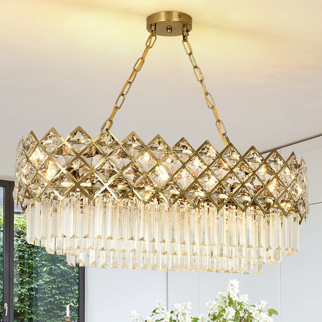 Blue Elephant 8 - Light Chandelier Brass 29cm H X 74.9cm W X 96.8cm D
