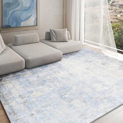 EXQUISITE RUGS Murano Hand-loomed Wool/Bamboo Silk Silver/Blue Area Rug.