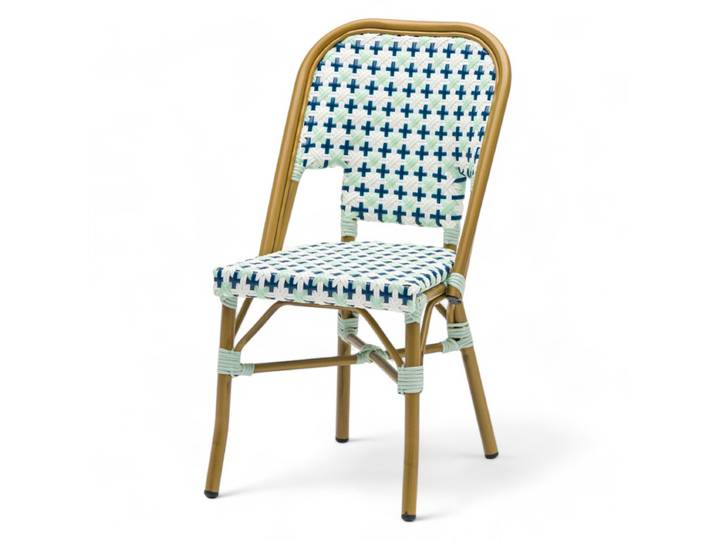 Chaise de terrasse ST GERMAIN - Tressage Bleu et Blanc
