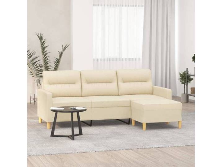 Canapé à 3 places avec repose-pieds Crème 180 cm Tissu canapé canapé avec repose-pieds canapé trois places canapé 3201075