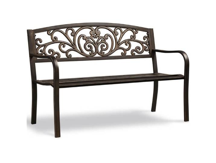 Yaheetech Banc de Jardin 3 Places Banc de Jardin en Métal Charge Max. 181 kg 127 x 63 x 86 5cm Bronze