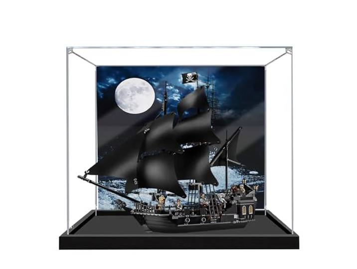 Acryl-Vitrine für Lego 4184 Black Pearl-Modell, 3 mm staubdichte Displaybox, Vitrine kompatibel mit Lego 4184 (Modell nicht im Lieferumfang enthalten (Hintergrund-Bauweise B)