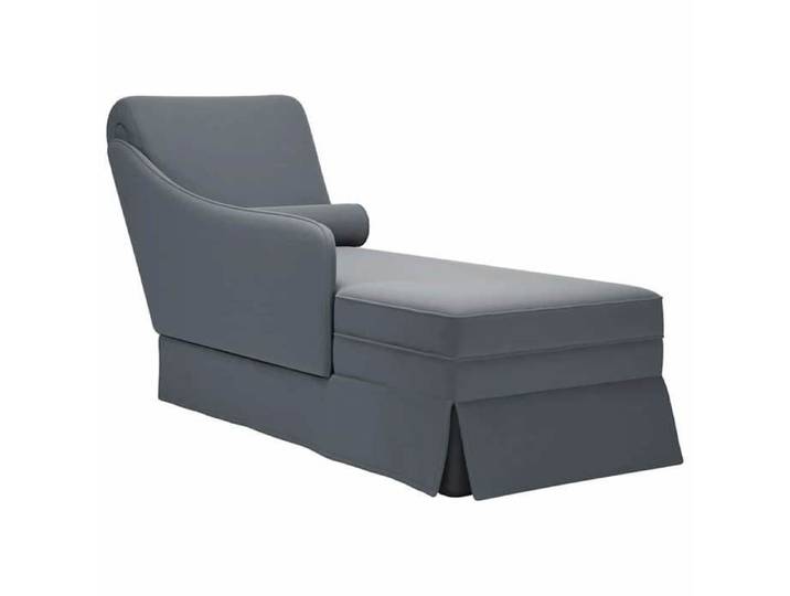 Fauteuil long et traversin accoudoir droit gris foncé velours fauteuil fauteuil de détente fauteuil long 4009783
