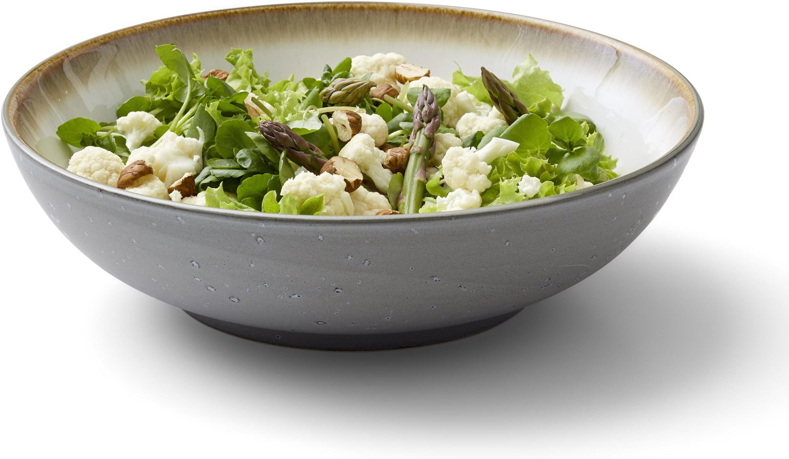 Salatschüssel BITZ, beige (creme), H:6cm Ø:24cm, Steinzeug, Schüsseln, Salatschüssel creme Ø 24cm