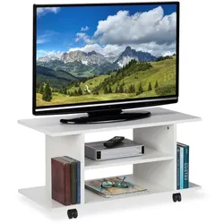 Relaxdays TV Board mit Rollen weiß Weiß