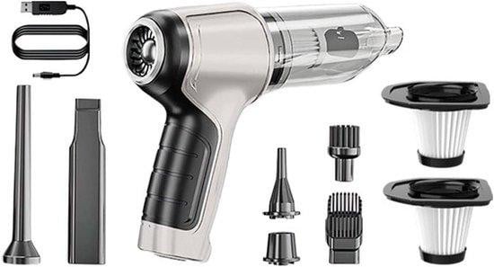 Draadloze Mini Handstofzuiger voor Auto en Huis - Grijs Wit