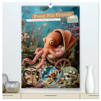 Funny Filz Freunde (hochwertiger Premium Wandkalender 2026 DIN A2 hoch), Kunstdruck in Hochglanz