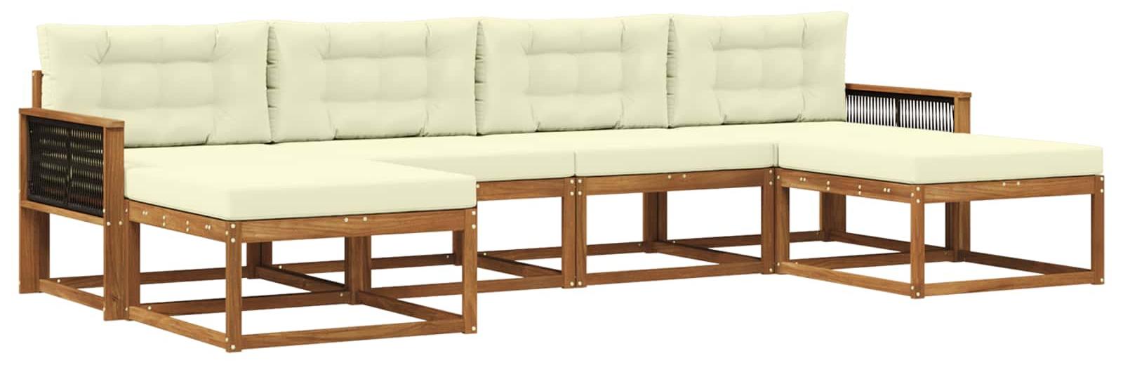 Outdoor-Sofagarnitur mit Kissen 6 pcs Natur und Creme
