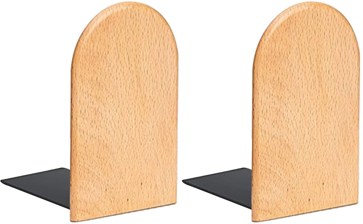 Luxento Boekensteunen antislip - Handgemaakt natuurbeukenhout - Zware boekenstandaard