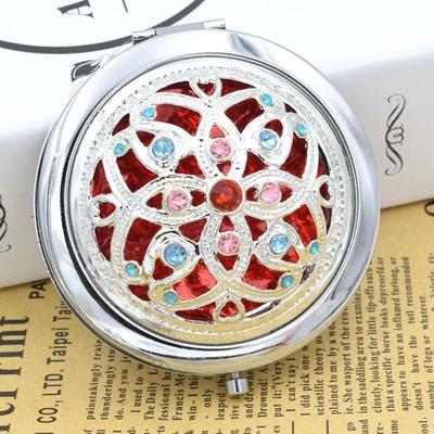 Uplift Picks Vintage Floral Pocket Mirror Double Sided Folding Compact Makeup Mirror silver