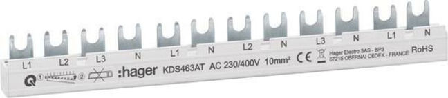 Hager Phasenschiene 12 Module 63A L1L2L3N-L1N-L2N KDS463AT)