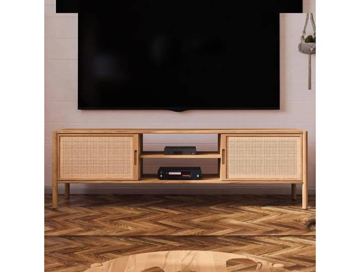Meuble de télévision hêtre et canage sogno 204x46 cm