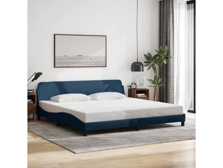 Cadre de lit double-Lit adulte contemporain-sans matelas-bleu 200x200 cm tissu BDMF00724664827