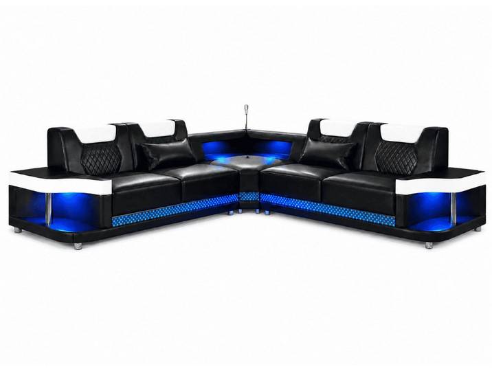 JVmoebel Ecksofa Modern Ecksofa L-Form Schwarz LED Elegant Exklusiv Design Premium