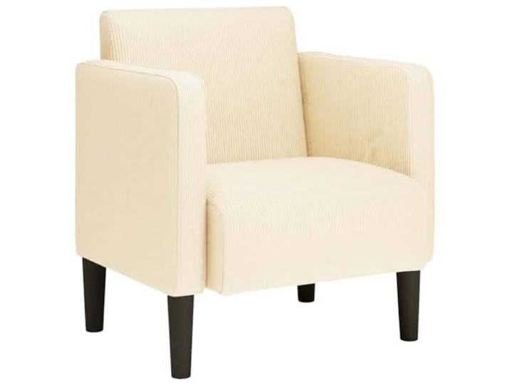 Sessel mit Armlehnen Creme 54 cm Cordstoff Cordstoff, Sperrholz-Armlehnen, Schaumstoff-Feder, stabile Beine, vielseitig