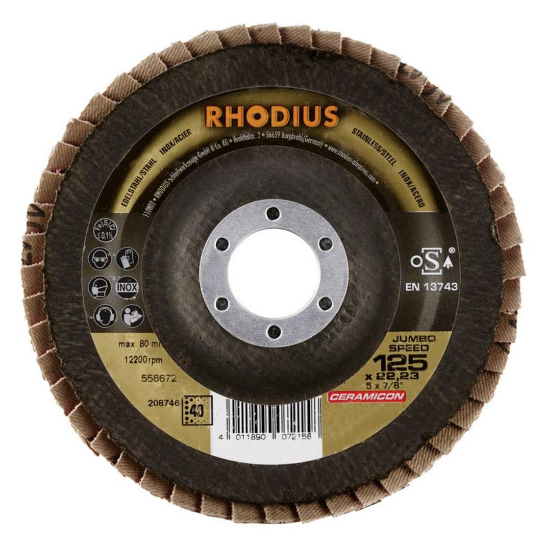 Rhodius Lamellenschleifscheibe schräg JUMBO SPEED Ø 125 x 22,23mm - K40 (40) (208746)