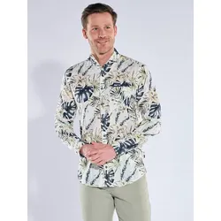 engbers Herren Hemd mit tropischem Muster Grün regular gemustert Haifisch - 3XL
