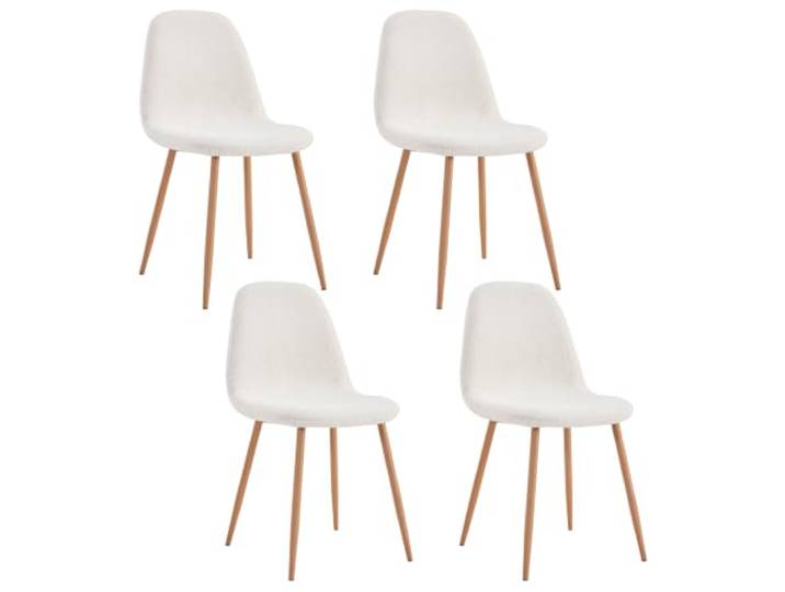 Home Deco Factory 4er-Set Bouclé-Stühle Freya Esszimmer Weiß Eisen und Bouclé, 4er-Set Stühle Freya, bequeme Sitze, Wohn- oder Esszimmer, Weiß