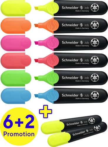 Schneider Schreibgeräte Textmarker Textmarker Job sortiert Karton-Etui 8 Stück Aktion 115068 8St.