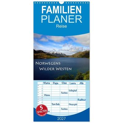 Familienplaner 2027 - Norwegens Wilder Westen mit 5 Spalten (Wandkalender, 21 x 45 cm) CALVENDO