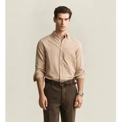 Gant für Herren. 3263034 Braun kariertes Windblown-Hemd (S), Lässig, Baumwolle, Langarm