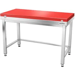 Edelstahl-Arbeitstisch 1600x600 mm mit roter Schneidplatte und Verstärkung PREMIUM - GOLDINOX
