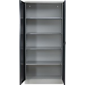 G-Office Aktenschrank FLC.196/N, aus Metall, abschließbar, 92 x 195 x 60 cm (B/H/T), anthrazit / lichtgrau