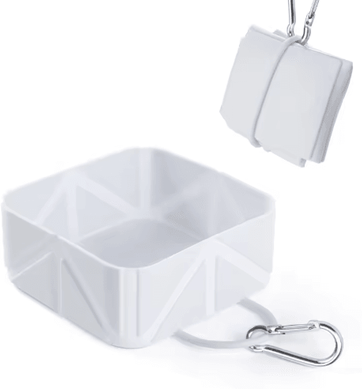 Inspire Picks FoldEase Collapsible Pet Travel Bowl Portable Silicone Dog & Cat Food & Water Bowl white